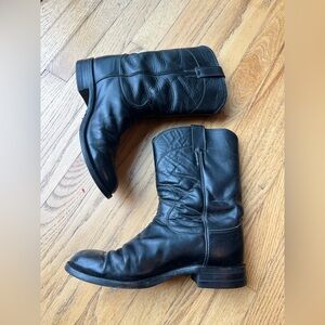 Vintage women’s Justin 3133 Black Roper Kipskin Made in USA Size 7.5D